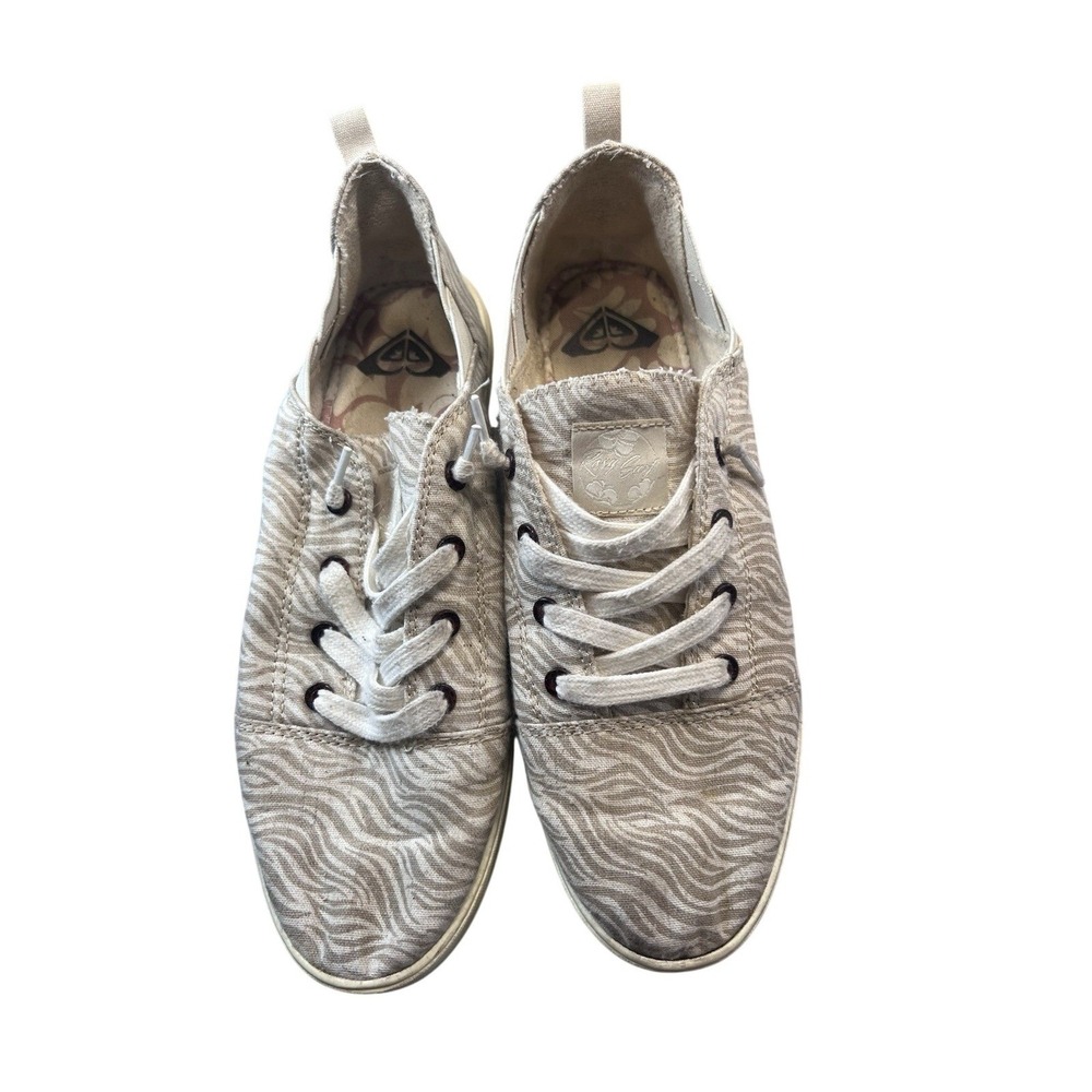 Roxy Libbie Women's Shoes Slip On Comfort Surf Zebra Animal Print Tan Cream SZ 9